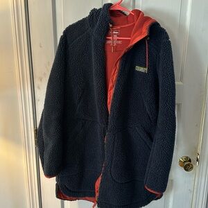 L.L. Bean navy mountain pile fleece coat